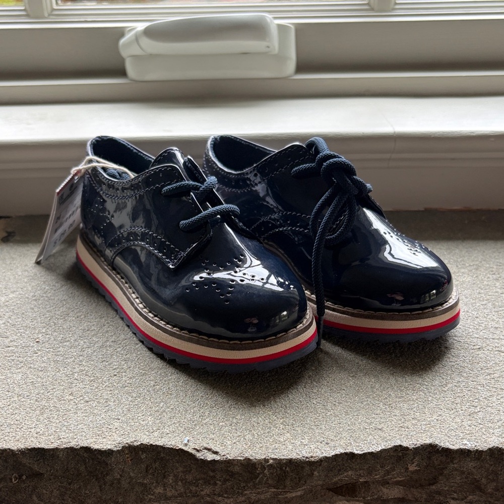 Zara Kids Shiny Navy Dress Shoes